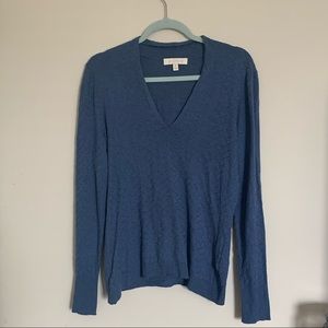 Etcetera Blue Long Sleeve V Neck Top Medium